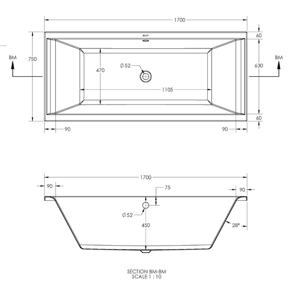 ALVA Idea 1.0 Badewannen-Komplettset Duo 170x75 cm – mit Aufputz-Wannenarmatur