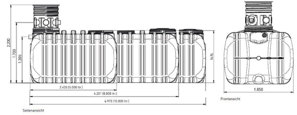 Regenwassertank 5.000 Liter inkl. Siphon m. Kleintierschutz (AT 185)