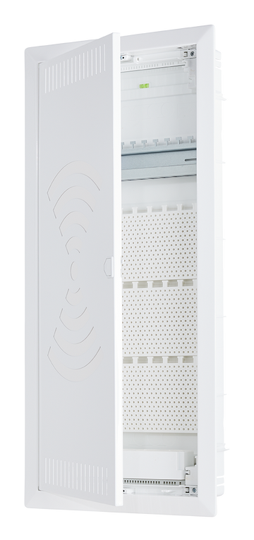 UP/HWD Kommunikationsverteiler WLAN-Tuer 4-reihig mit MPL, Patchfeld,3f-Steckdose